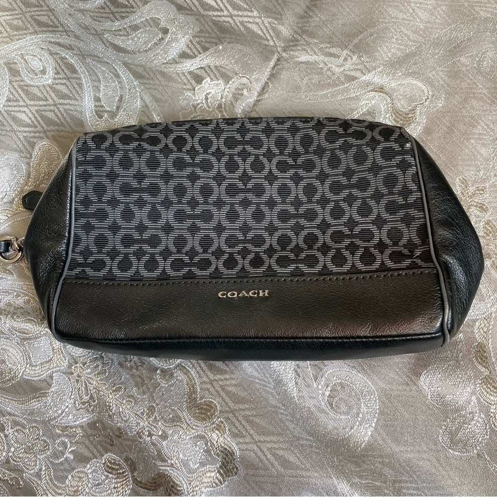 COACH black & sliver wristlet / makeup